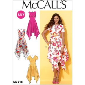 McCall's Patterns M7315 Misses' Handkerchief-Hem Dresses, Size E5 (14-16-18-20-22)