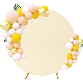 6.6FT Round Wedding Arch Cover for 6.6FT Circle Arch Stand, Thick Polyester Fabric Adjustable Circle Arch Backdrop Cover for Wedding Birthday Party Baby Shower Photography Decoration（Beige）