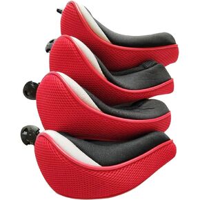 4Pcs Golf Hybrid Club Head Cover UT Rescue Covers with Interchangeable Number Tags (Red)