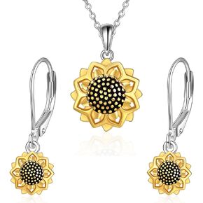 POPLYKE 925 Sterling Silver Sunflower Jewelry Set for Women