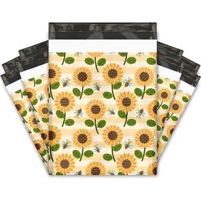 12x15 (50) Sunflowers & Bees Designer Poly Mailers Shipping Envelopes Premium Printed Bags