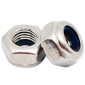 10pcs M10x1.0mm Nylon Insert Locknuts,Fine Thread Hex Nuts,304 Stainless Steel Lock Nut Assortment Kit Perfect for Lock Washers,Silver