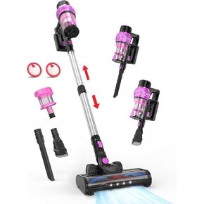 Cordless Vacuum Cleaner, 80000 RPM High-Speed Brushless Motor, 7 in 1 Lightweight Stick Vacuum, Rechargeable Electric Broom, V-Shaped Anti-Tangle Roller Brush for Home Pet Hair Carpet Hard Floor