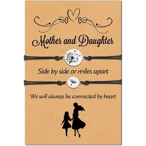 Mother Daughter Bracelets Back to School Mom and Daughter Gifts Matching Mommy and Me Heart Wish Bracelets