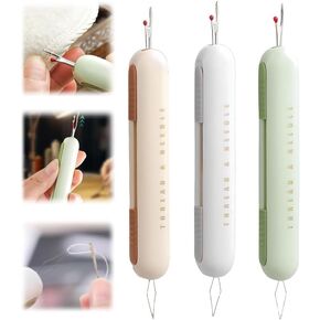 2 in 1 Needle Threader Seam Ripper, Needle Threading and Seam Kit Seam Ripper Tool, Easy to Use Needle Threading Seam Rippers for Sewing Cross Stitch Craft Knitting Sewing Supplies(3PCS)