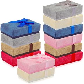 Lainrrew 12 Pcs Gift Box Set, Jewelry Gift Boxes Necklace Bracelet Earring Ring Box Cotton Filled Cardboard Paper Jewelry Box Gift Cases Bulk for Wedding, Engagement, Anniversaries (Mix 2)