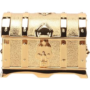 Treasure Chest Jewelry Box with Soft Velvet Retro Gold Metal Jewelry Storage Box Jewelry Rings Earrings Necklace Organiser for Women Girls(9.7x7.4x7.8CM)