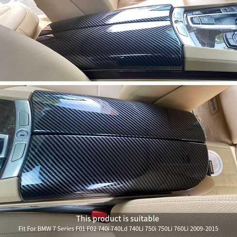 أغطية صندوق وحدة التحكم المركزية لسيارة BMW 7 Series E65 E66 F01 F02 G11 G12 2002-2021 كربون فوبر لون داخلي مسند الذراع لوحة غطاء حماية تزيين ملحقات السيارات (F01 F02 2009-2015) in Saudi Arabia