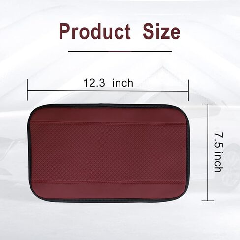 1 PC Car Four-Season Universal Armrest Box Mat, Carbon Fiber Leather Embossing Center Console Cover Pad, Double Line Non-Slip Central Handrail Box Cover Protector, for Most Vehicle Decoration (Beige) in Saudi Arabia