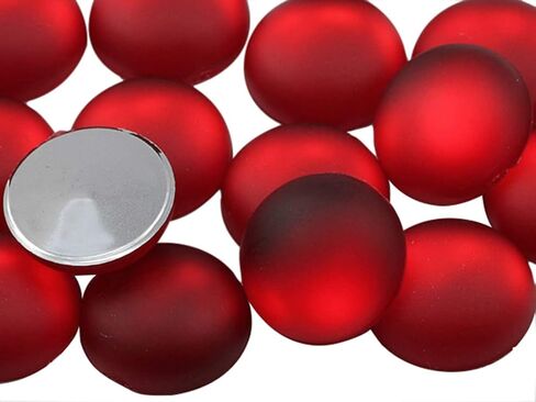 25mm Flat Back Matte Frosted Finish Acrylic Round Cabochons - 10 Pieces (Red Ruby H503) in Saudi Arabia