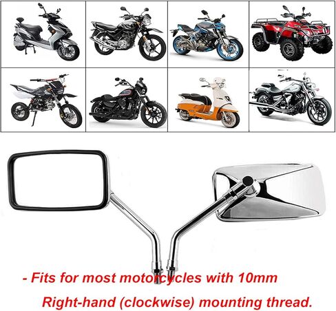 مرايا الرؤية الخلفية للدراجات النارية من الكروم مع 10 ملم لدراجات Harley Honda Shadow Scooter E-Bike الترابية الدراجة Honda VT1100 VF750 Magna 750 in Kuwait