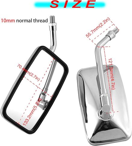 مرايا الرؤية الخلفية للدراجات النارية من الكروم مع 10 ملم لدراجات Harley Honda Shadow Scooter E-Bike الترابية الدراجة Honda VT1100 VF750 Magna 750 in Kuwait