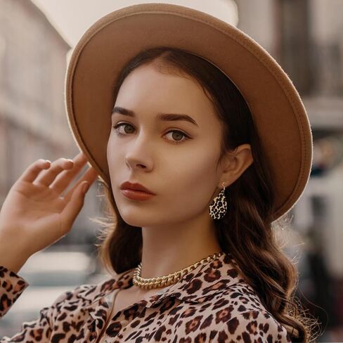 4 Pieces Leopard Jewelry Set Bohemia Earrings Bracelets Necklace Multilayer Leather Cuff Bracelet Long Tassel Leopard Print Pendant Necklace Teardrop Dangle Drop Earrings for Women Girls in Saudi Arabia
