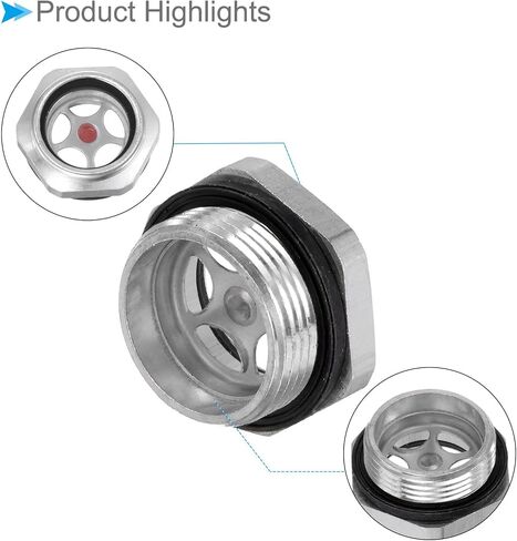 Air Compressor Oil Sight Glass, | M24x1.5mm Male Thread | Aluminum Hex Oil Liquid Level Indicator Glass Window - (Applications: for Gearbox Fittings), 1-Piece in Saudi Arabia