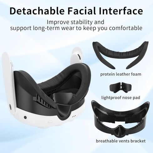 واجهة وجه من السيليكون RGEEK لـ Quest 3، غطاء وسادة للوجه مع وسادة من إسفنج البولي يوريثان، غطاء وجه وسادة أنف خفيفة مضادة للتسرب لملحقات Quest 3 in Kuwait