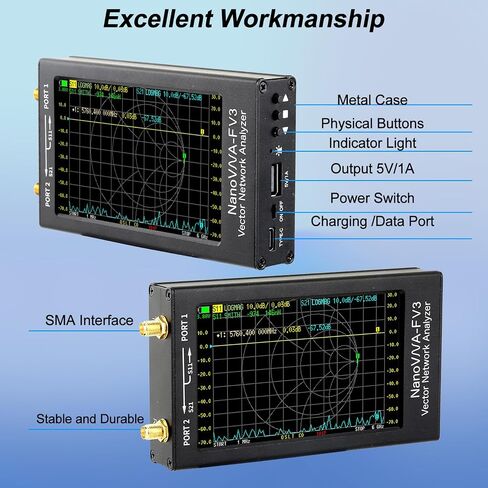 NanoVNA-F V3 1 ميجا هرتز - 6 جيجا هرتز محلل شبكة المتجهات، 4.3 بوصة HF VHF UHF SHF محلل هوائي بطارية مدمجة 4500 مللي أمبير في الساعة، قياس معلمة S، الجهد SWR، المرحلة، التأخير، مخطط سميث، RTC في الوقت الحقيقي، 801 نقطة مسح in Saudi Arabia