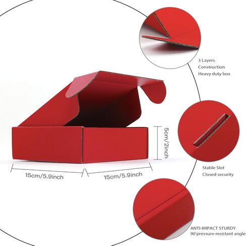 صناديق من الورق المقوى، 15 حزمة من صناديق الشحن 6 × 6 × 2 صناديق بريد قابلة لإعادة التدوير، صندوق من الورق المقوى المموج الملون، صناديق تخزين صغيرة للشحن والبريد وتغليف الهدايا (أزرق ملكي) in Kuwait