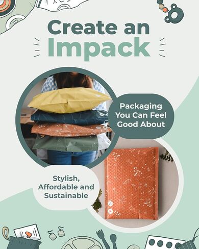 Impack Biodegradable Mailers - 10x13" 25 Pack - Tamper-Evident & Self-Sealing Shipping Envelopes for Small Businesses - Printed, Waterproof Mailing Bags - Tear & Puncture-Proof - Wildflower in Saudi Arabia