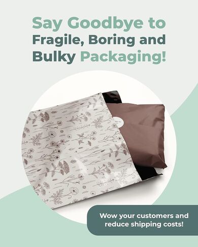 Impack Biodegradable Mailers - 10x13" 25 Pack - Tamper-Evident & Self-Sealing Shipping Envelopes for Small Businesses - Printed, Waterproof Mailing Bags - Tear & Puncture-Proof - Wildflower in Saudi Arabia