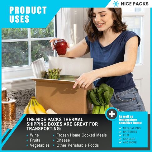 Nice Packs-Insulated Shipping Box-Reusable Cooler Box with Insulation for Frozen Food- Aluminum Moving Box-Frozen Food Cold Box-Dry Cooler Boxes in Saudi Arabia