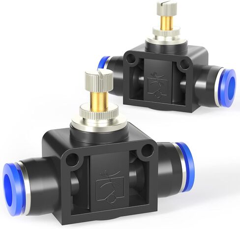 TAILONZ PNEUMATIC SCF-1/4 صمام التحكم في تدفق الهواء مع تركيب الدفع للتوصيل، وحدة تحكم في السرعة في الخط Union Straight - أنبوب 1/4 بوصة OD × 1/4 بوصة أنبوب OD (عبوة من 5) أسود in Kuwait