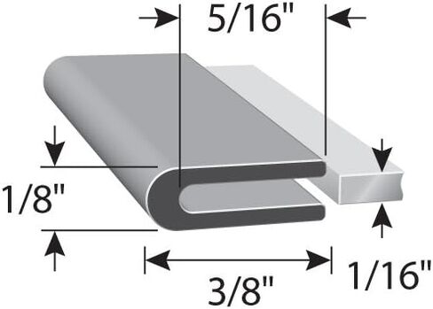 حافة مطاطية TRIM-LOK تناسب حافة 1/32 بوصة، طول الساق 3/8 بوصة، طول 100 بوصة، واقي حافة من النيوبرين المرن باللون الأسود للأسطح الحادة/الخشنة، سهل التركيب للسيارات والقوارب والآلات والمزيد in Kuwait