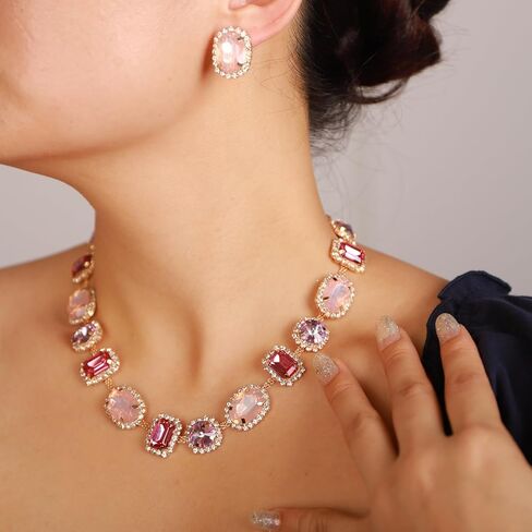 قلادة مكتنزة من الخرز الكريستالي الملون للنساء والفتيات مجوهرات متألقة وحفلات الزفاف والمناسبات الخاصة in Kuwait