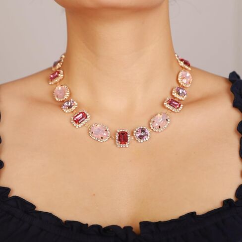 قلادة مكتنزة من الخرز الكريستالي الملون للنساء والفتيات مجوهرات متألقة وحفلات الزفاف والمناسبات الخاصة in Kuwait