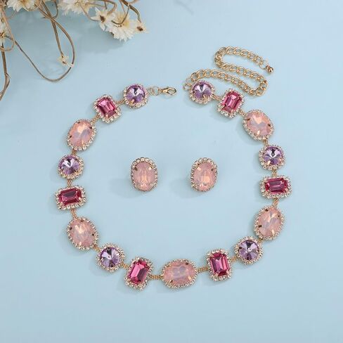 قلادة مكتنزة من الخرز الكريستالي الملون للنساء والفتيات مجوهرات متألقة وحفلات الزفاف والمناسبات الخاصة in Kuwait