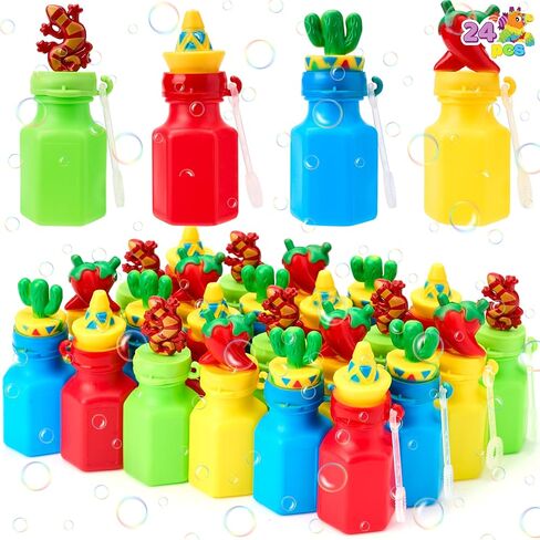 JOYIN 24 Pcs Mexican Mini Bubble Wands Set for Cinco De Mayo Birthday Party, Fiesta Bubble Bottle for Baby Shower Holiday Carnival Party, Fiesta Themed Party in Saudi Arabia