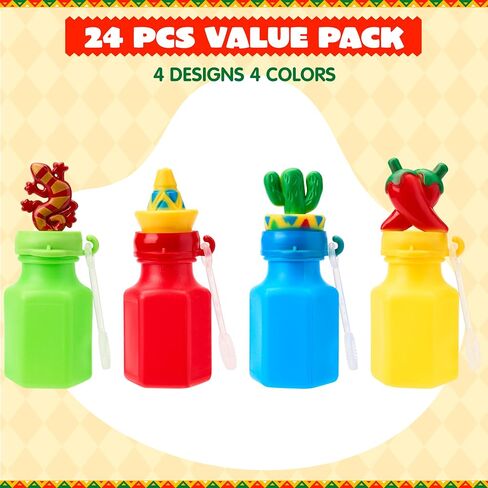 JOYIN 24 Pcs Mexican Mini Bubble Wands Set for Cinco De Mayo Birthday Party, Fiesta Bubble Bottle for Baby Shower Holiday Carnival Party, Fiesta Themed Party in Saudi Arabia