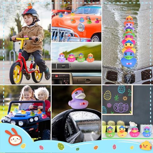 12 PCS Prefilled Easter Eggs with Rubber Duck Toys for Kids Easter Theme Party Favors, Bright Colorful Easter Eggs Filled with Assorted Colors Duck Toys for Fun Bath Toys, Easter Basket Stuffers in Kuwait