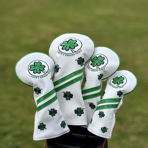 Golf Club Head Covers for Driver Fairway Woods Embroidery Lucky Clover Head Cover Wood Headcovers PU Golf for All Woods and Drivers in Saudi Arabia
