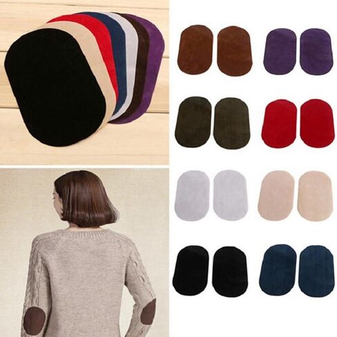 2Pieces DIY Applique Soft Velvet Patches Sewing Applique Iron-on Elbow Knee Repair Decor Patches,Red in Saudi Arabia