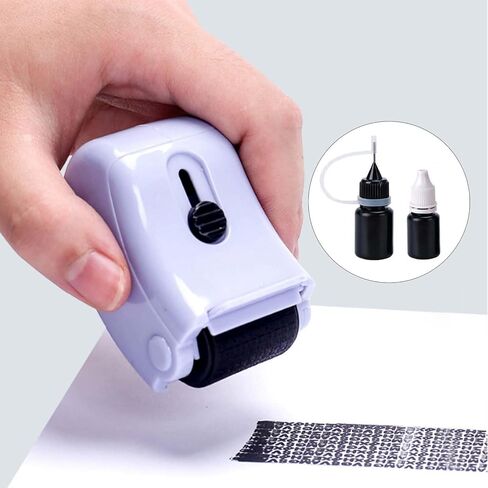 ختم دوار لحماية الهوية أو سرقة المعلومات السرية، مضاد للسرقة مع فتاحة صندوق وزجاجتين من الحبر. (أبيض) in Kuwait