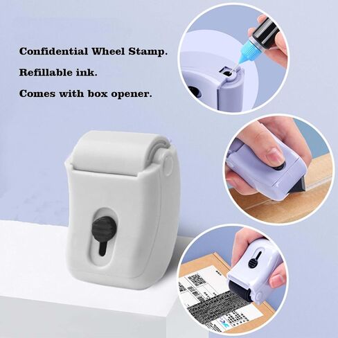 ختم دوار لحماية الهوية أو سرقة المعلومات السرية، مضاد للسرقة مع فتاحة صندوق وزجاجتين من الحبر. (أبيض) in Kuwait