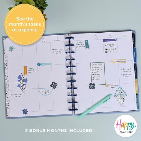 Happy Planner Disc-Bound 12-Month Planner, July 2024–June 2025 Daily, Weekly, and Monthly Planner, Big Size, Vertical Layout, Exotic Borders, 72 Pages, 12 Dividers, 2 Sticker Sheets, 8.5" x 11" in Saudi Arabia