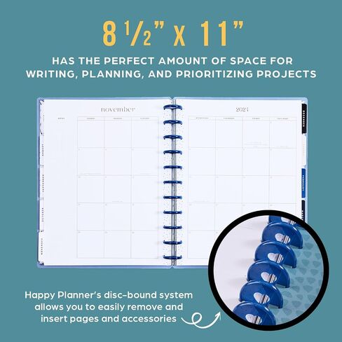 Happy Planner Disc-Bound 12-Month Planner, July 2024–June 2025 Daily, Weekly, and Monthly Planner, Big Size, Vertical Layout, Exotic Borders, 72 Pages, 12 Dividers, 2 Sticker Sheets, 8.5" x 11" in Saudi Arabia