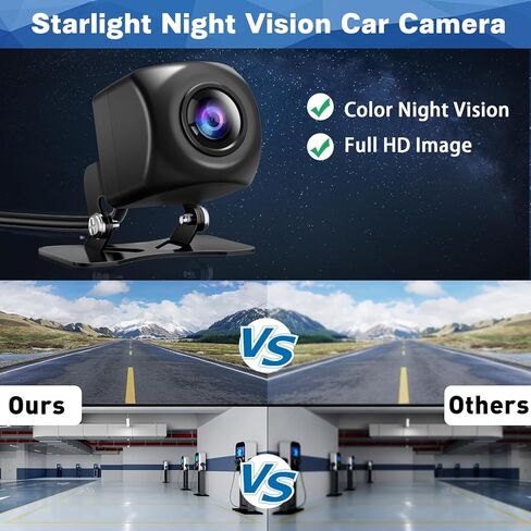 كاميرا احتياطية AHD للسيارة، كاميرا الرؤية الخلفية Starlight 1280x720P، نظام كاميرا عكس السيارة مع محول موصل أنثى إلى أنثى بعدسة عين السمكة in Kuwait