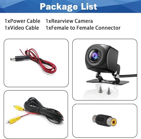 كاميرا احتياطية AHD للسيارة، كاميرا الرؤية الخلفية Starlight 1280x720P، نظام كاميرا عكس السيارة مع محول موصل أنثى إلى أنثى بعدسة عين السمكة in Kuwait