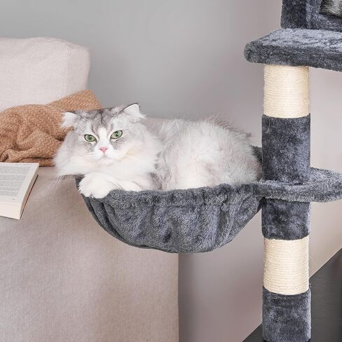 BEWISHOME شجرة القطط مع حاوية صندوق الفضلات، الكل في واحد، صندوق فضلات مخفي للقطط، برج للقطط مع مسكن كبير للقطط، بيت قطط حديث مع أعمدة خدش MMJ81D in Kuwait