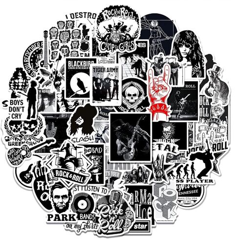 50 PCS Punk Rock Stickers Rock and Roll Music Stickers Vinyl Waterproof Decals Metal Band Stickers for Water Bottle Laptop Skateboard Computer Phone Guitar Perfect for Gift for Adults Teens Kids in Saudi Arabia