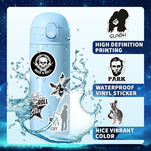 50 PCS Punk Rock Stickers Rock and Roll Music Stickers Vinyl Waterproof Decals Metal Band Stickers for Water Bottle Laptop Skateboard Computer Phone Guitar Perfect for Gift for Adults Teens Kids in Saudi Arabia
