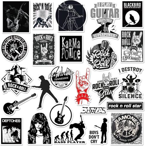 50 PCS Punk Rock Stickers Rock and Roll Music Stickers Vinyl Waterproof Decals Metal Band Stickers for Water Bottle Laptop Skateboard Computer Phone Guitar Perfect for Gift for Adults Teens Kids in Saudi Arabia
