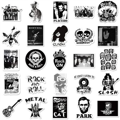 50 PCS Punk Rock Stickers Rock and Roll Music Stickers Vinyl Waterproof Decals Metal Band Stickers for Water Bottle Laptop Skateboard Computer Phone Guitar Perfect for Gift for Adults Teens Kids in Saudi Arabia