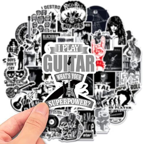 50 PCS Punk Rock Stickers Rock and Roll Music Stickers Vinyl Waterproof Decals Metal Band Stickers for Water Bottle Laptop Skateboard Computer Phone Guitar Perfect for Gift for Adults Teens Kids in Saudi Arabia