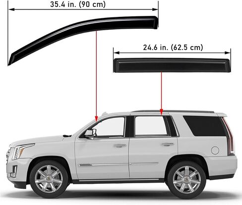 Lightronic WV194531 in-Channel Side Window Deflectors & Visors Rain Guard, Dark Smoke, 4-Pieces Set, Fits 2015-2020 Chevrolet Tahoe, Cadillac Escalade & GMC Yukon (EXCLUDES Escalade ESV) in Saudi Arabia