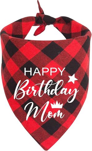 مضحك لطيف القطن الأحمر منقوشة عيد ميلاد سعيد أمي كلب عصابات، أمي الكلب عيد ميلاد مثلث المرايل لمحبي الكلب، الكلب الحيوانات الأليفة عيد ميلاد حزب الدعامة الزينة لوازم الملحقات هدية in Kuwait