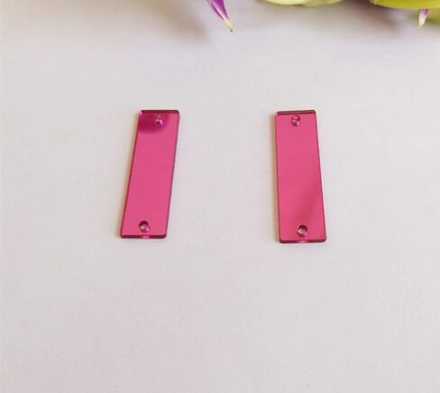 50pcs Rectangle Rose Red Sew on Acrylic Mirror,Acrylic Sew on Rhinestones Flat Back Sew-on Stone,DIY Pink Sew On Acrylic Mirror Pieces (Rose Red, Rectangle 10x35MM) in Saudi Arabia