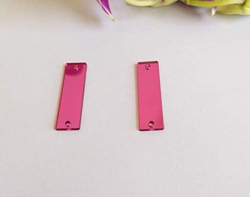 50pcs Rectangle Rose Red Sew on Acrylic Mirror,Acrylic Sew on Rhinestones Flat Back Sew-on Stone,DIY Pink Sew On Acrylic Mirror Pieces (Rose Red, Rectangle 10x35MM) in Saudi Arabia